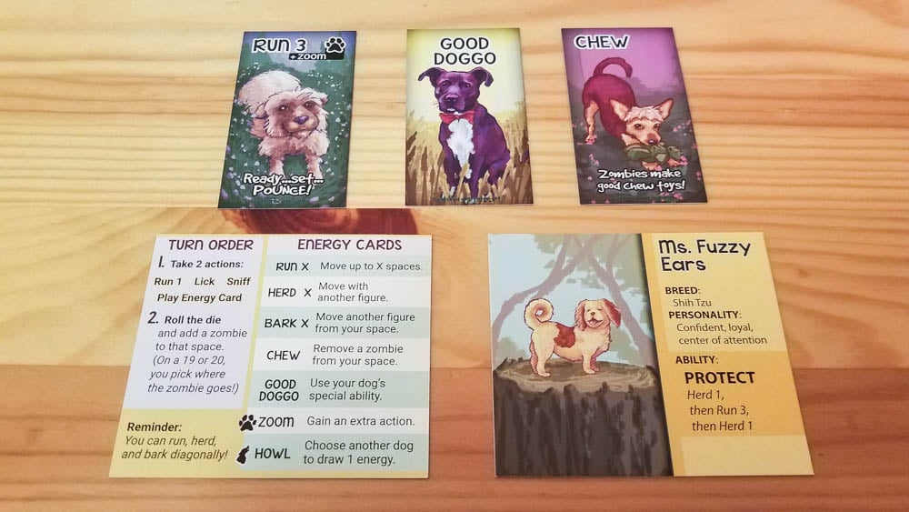 Good Dog, Bad Zombie review - dog and her energy cards