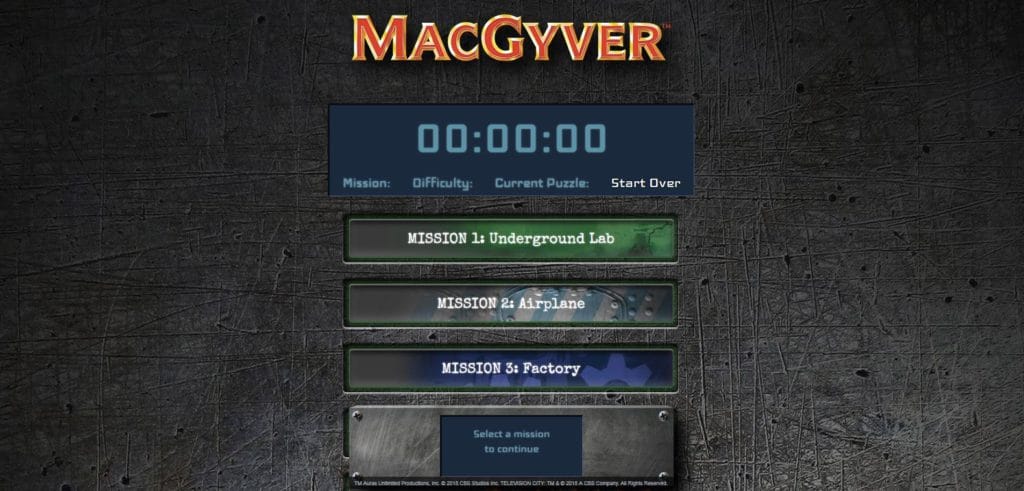 MacGyver The Escape Room Game review - website