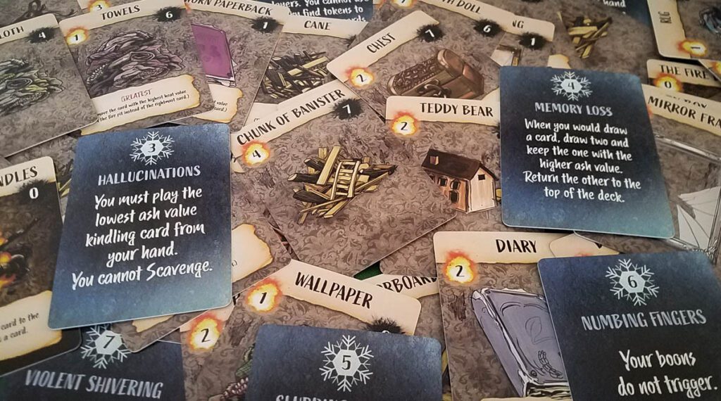 The Coldest Night review - Kindling and Frostbite cards