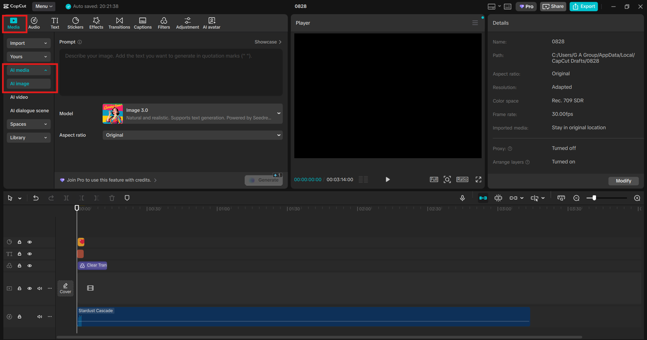 Open CapCut and Access the AI Image Generator