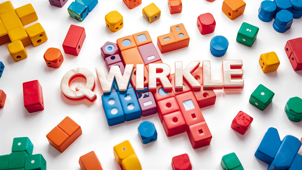 Qwirkle abstract strategy tile placement game designed by Susan McKinley Ross, published by MindWare 2006, won Spiel des Jahres 2011, 2-4 players ages 6+, 30-60 minutes, 108 wooden tiles with 6 shapes in 6 colors creating 36 unique combinations, score by building lines matching color or shape, completing 6-tile Qwirkle earns bonus points, 1.58/5 complexity rating, pros include simple rules under 5 minutes and durable wooden components, cons include random tile draws and no catch-up mechanism, $25-35 price range.